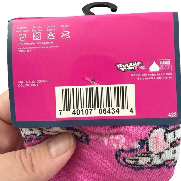 Bubble Yum Bubble Gum Hershey Novelty Crew Socks 1 Pair Pink Shoe Men’s 6-12 NEW - Picture 5 of 7